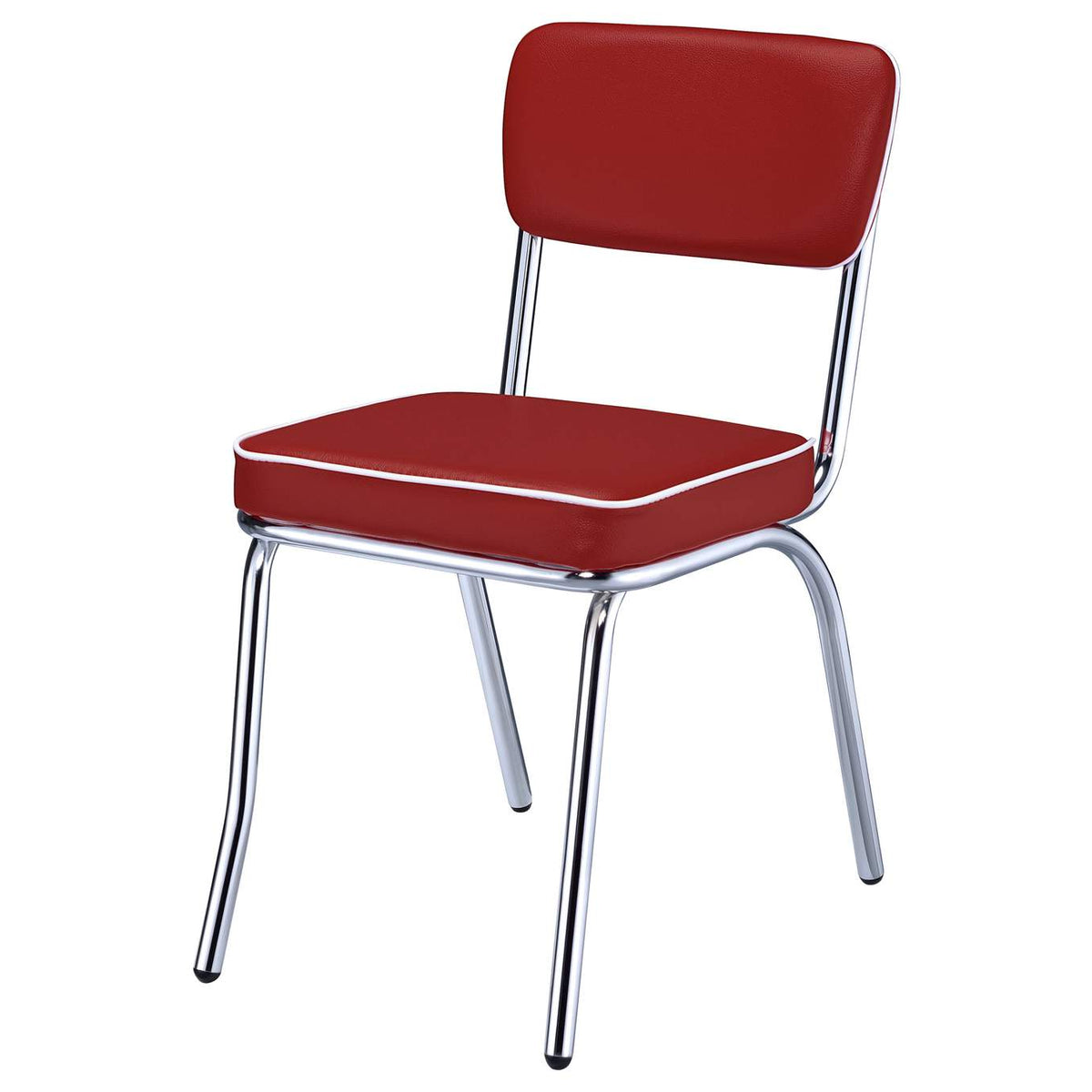 2450R Retro Upholstered Dining Side Chair Red (Set of 2)