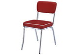 2450R Retro Upholstered Dining Side Chair Red (Set of 2)