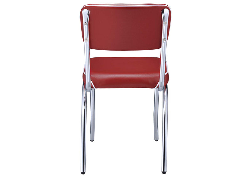 2450R Retro Upholstered Dining Side Chair Red (Set of 2)