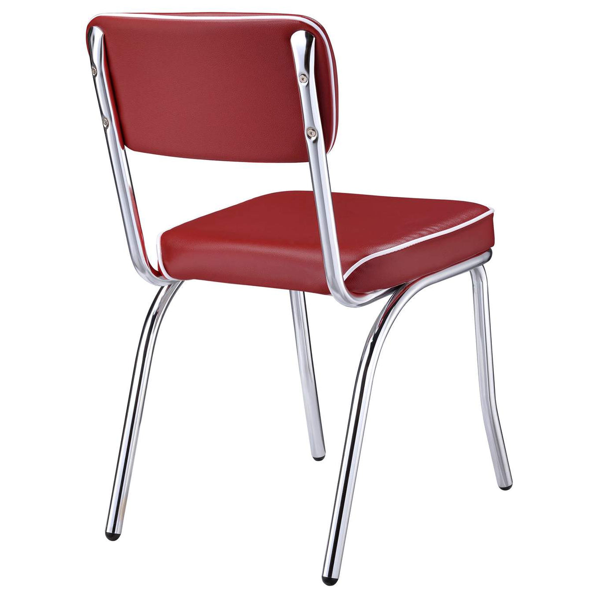 2450R Retro Upholstered Dining Side Chair Red (Set of 2)