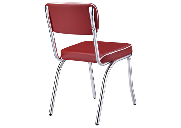 2450R Retro Upholstered Dining Side Chair Red (Set of 2)