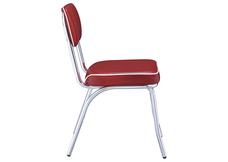 2450R Retro Upholstered Dining Side Chair Red (Set of 2)