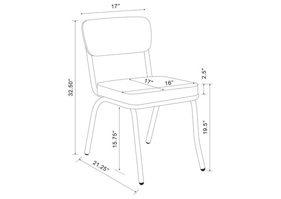 2450R Retro Upholstered Dining Side Chair Red (Set of 2)