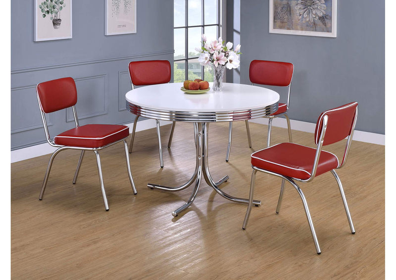 2450R Retro Upholstered Dining Side Chair Red (Set of 2)