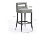 TOV-BS25 Hart Grey Velvet Bar Stool