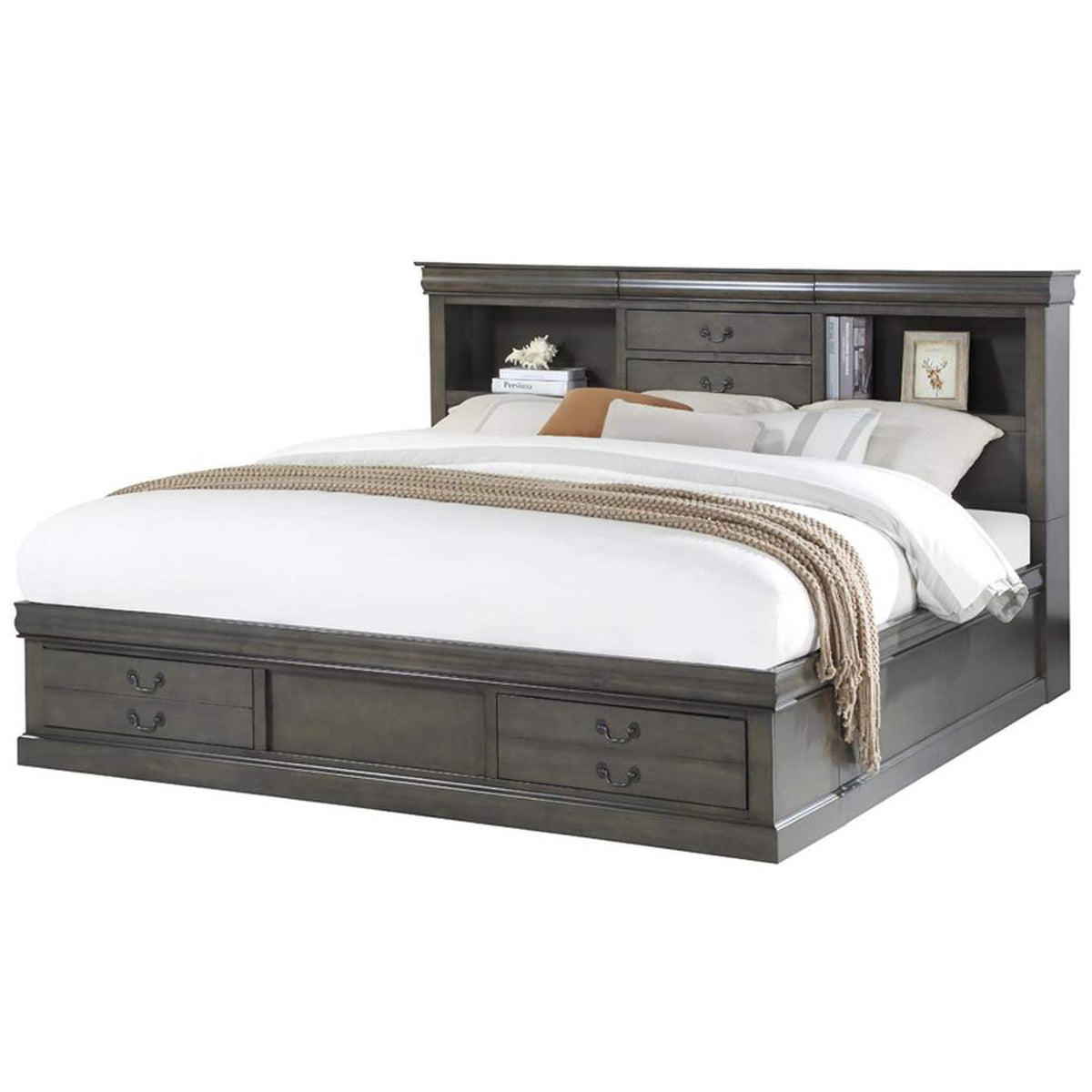24930Q Louis Philippe Iii Queen Bed with Storage