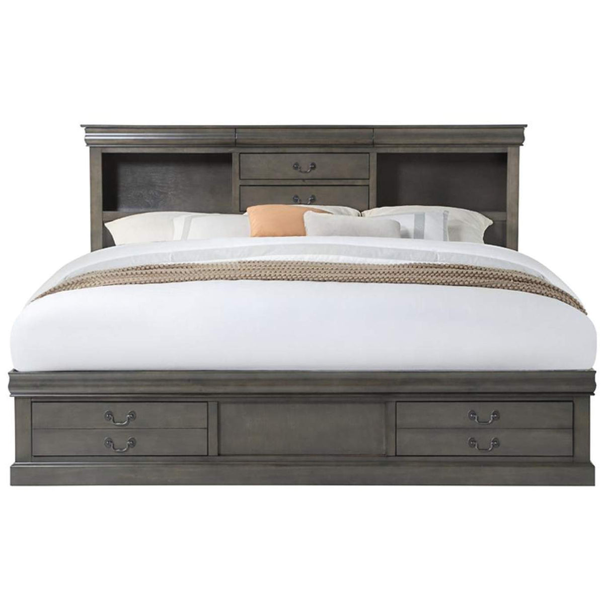 24930Q Louis Philippe Iii Queen Bed with Storage