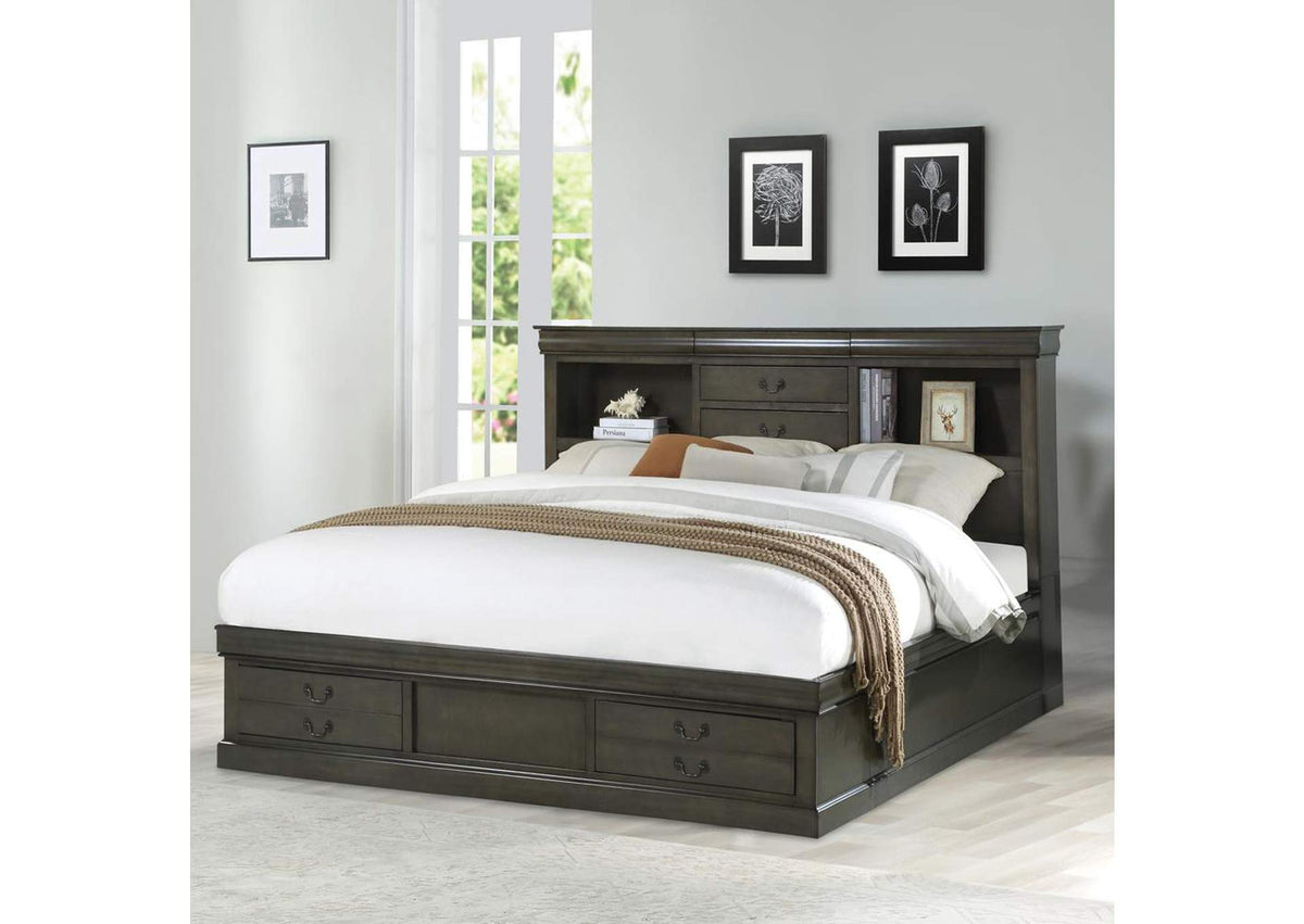 24930Q Louis Philippe Iii Queen Bed with Storage