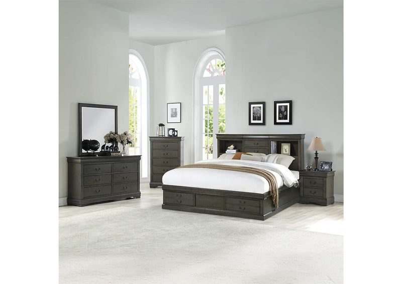24930Q Louis Philippe Iii Queen Bed with Storage