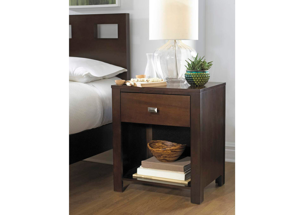 RV2681 Riva One Drawer Nightstand In Chocolate Brown