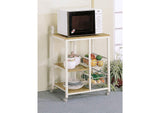 2506 Kelvin 2-shelf Mobile Kitchen Cart Natural Brown and White
