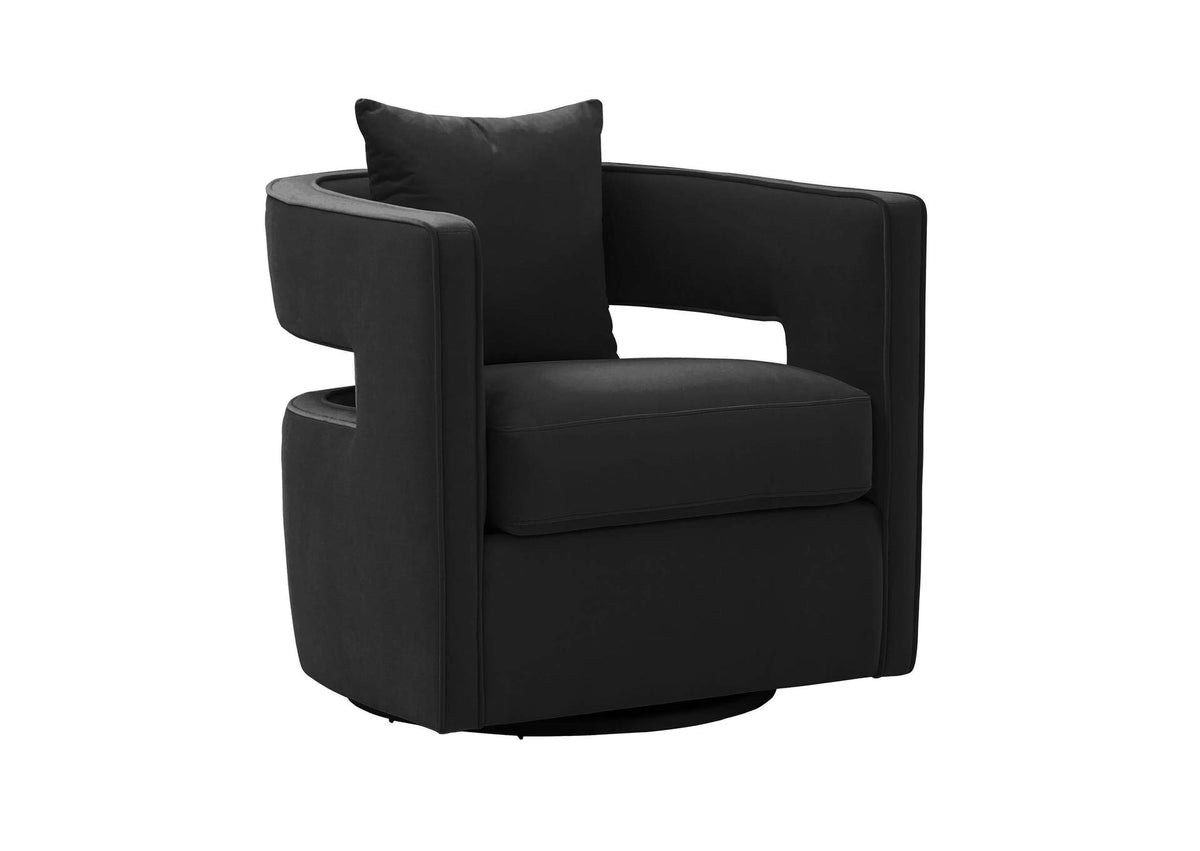 TOV-L6145 Kennedy Black Velvet Swivel Chair