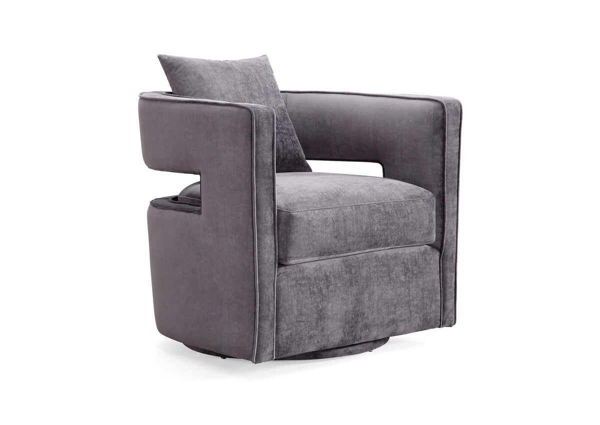 TOV-L6125 Kennedy Grey Textured Velvet Swivel Chair