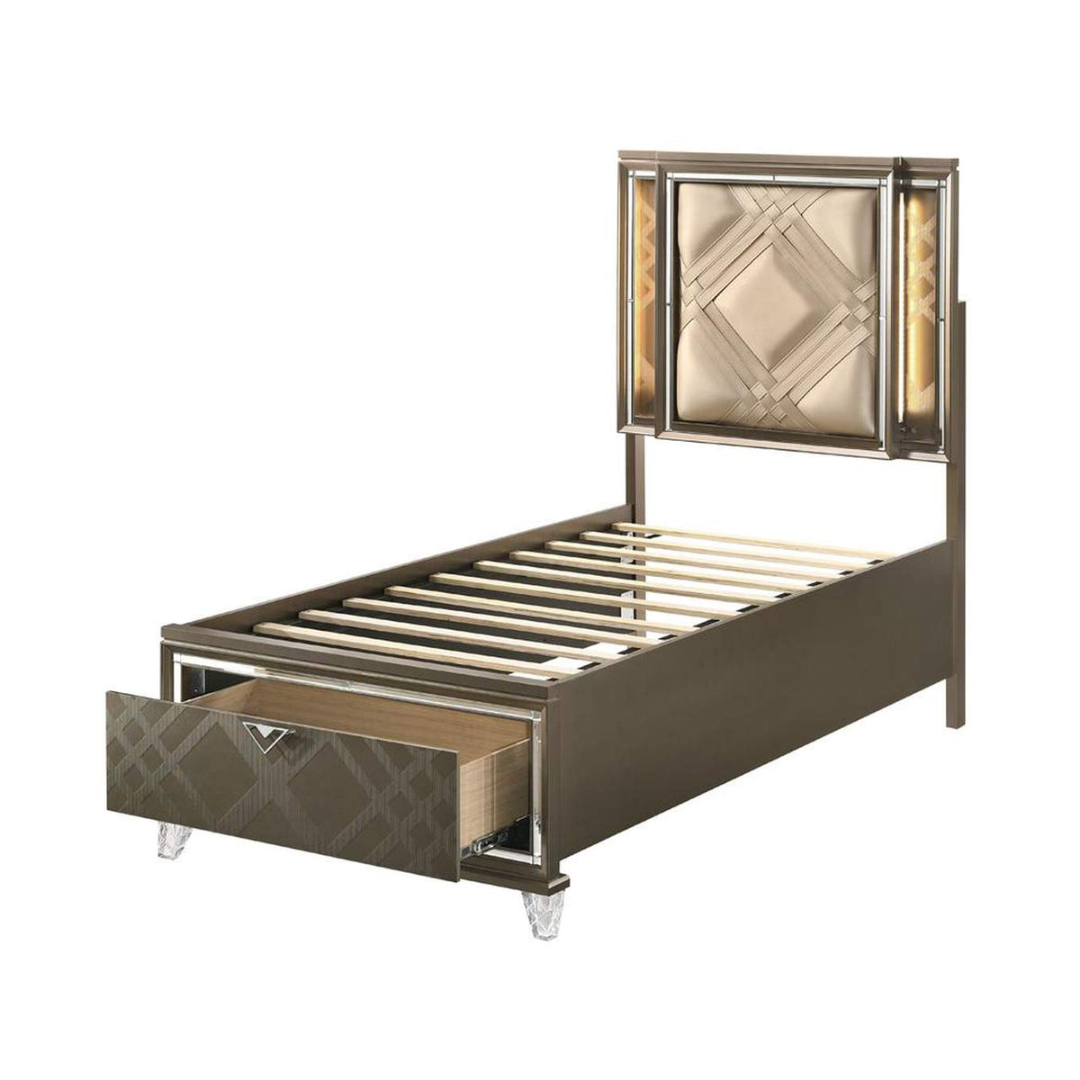 25340T Skylar Twin Bed with Led and Storage
