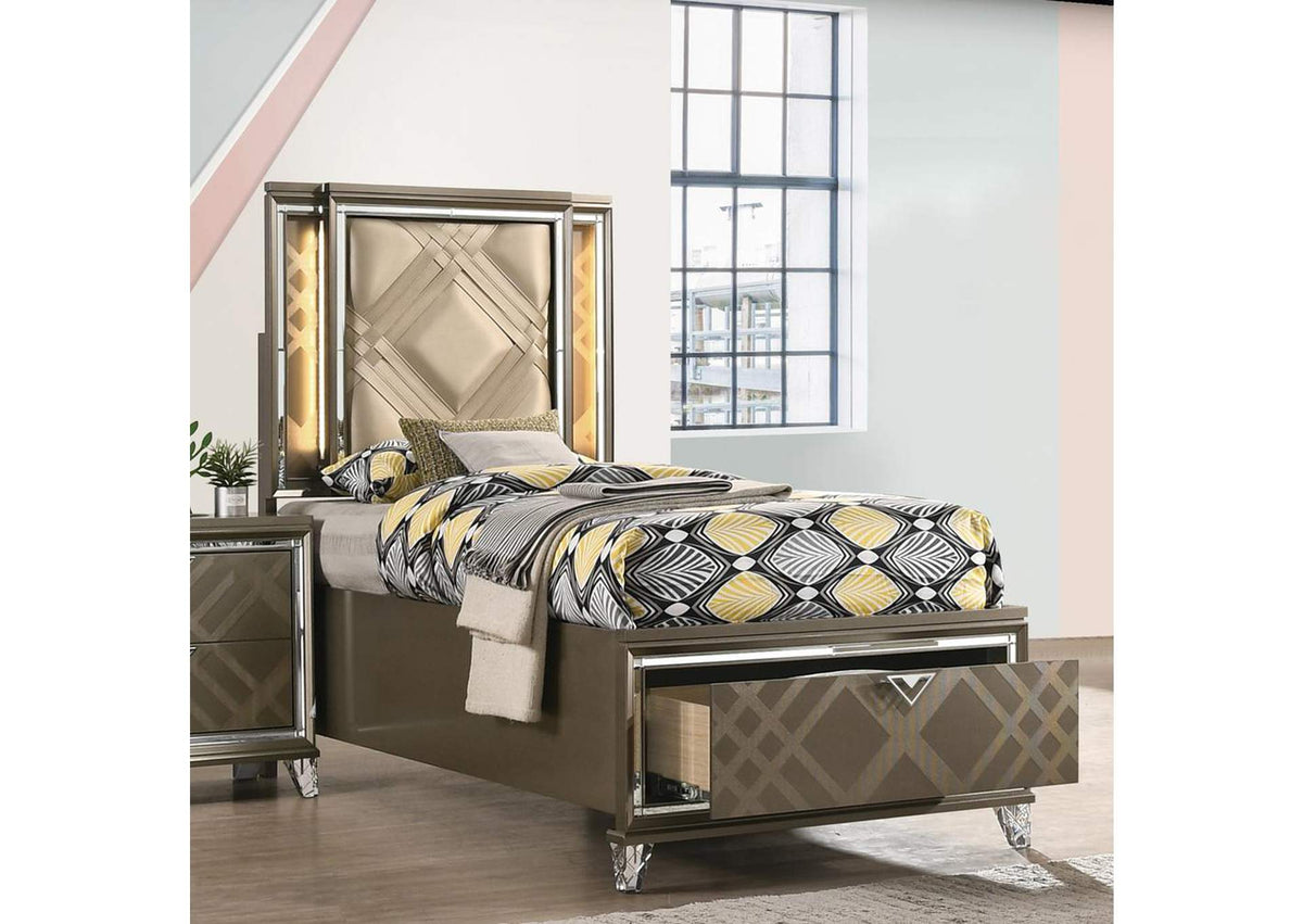 25340T Skylar Twin Bed with Led and Storage