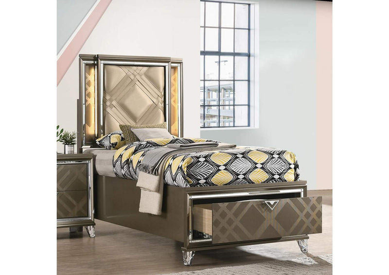 25340T Skylar Twin Bed with Led and Storage