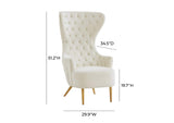 TOV-IHS68205 Jezebel Cream Velvet Wingback Chair