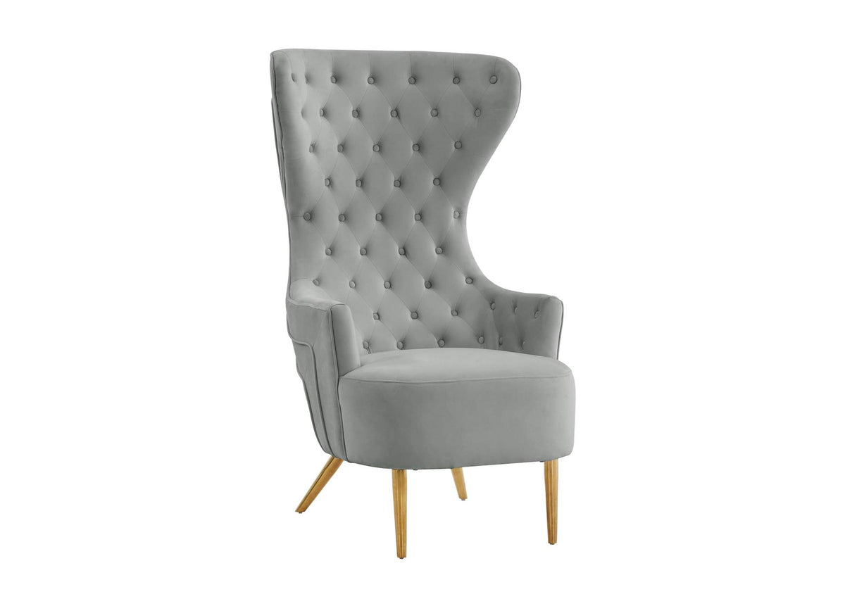 TOV-IHS68207 Jezebel Grey Velvet Wingback Chair