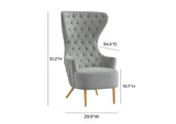 TOV-IHS68207 Jezebel Grey Velvet Wingback Chair
