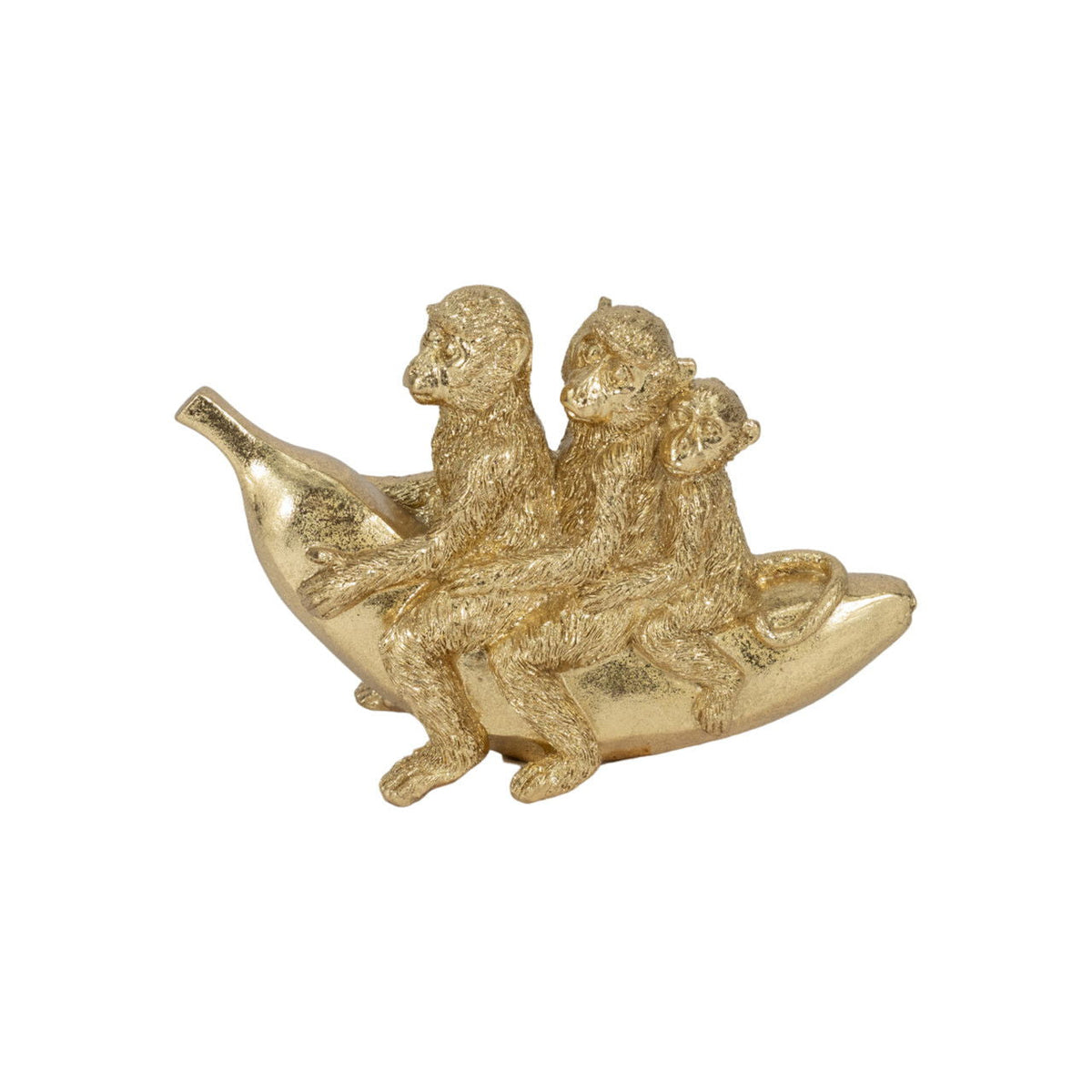 8" Three Monkeys On Banana - Gold