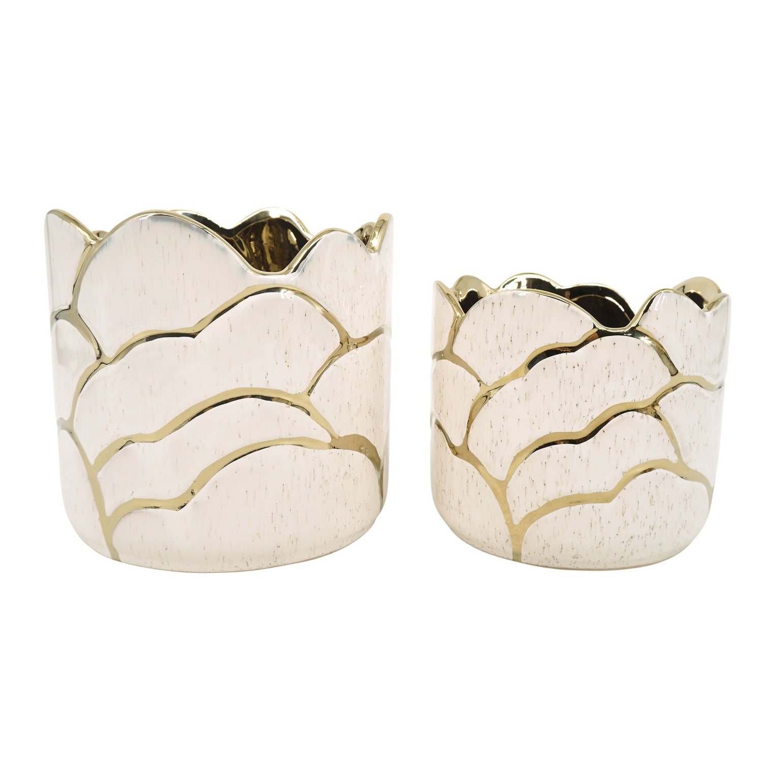6" / 7" Clouds Planter (Set of 2) - Ivory / Gold