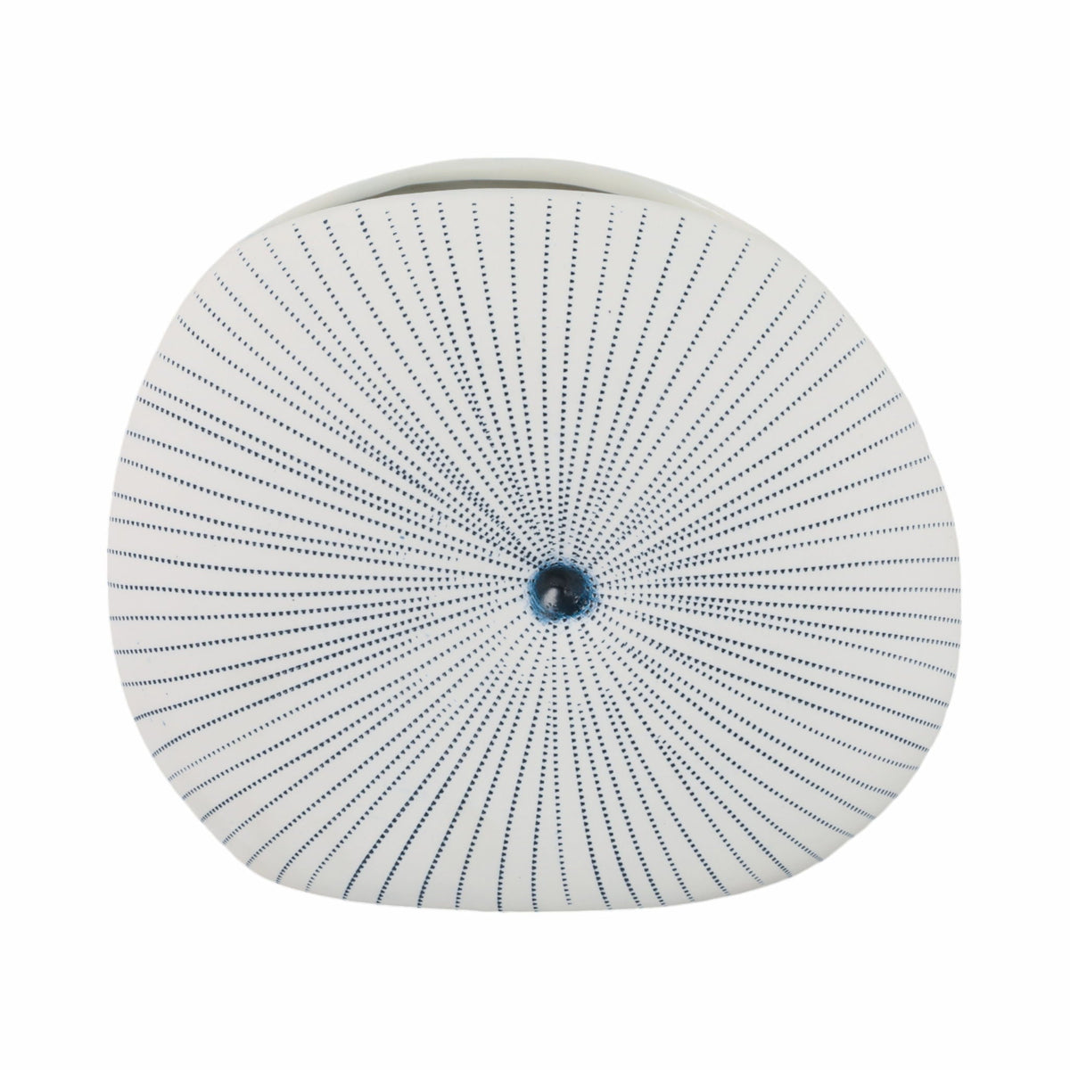 10" x 9" Round Dotted Shell Vase - White / Blue