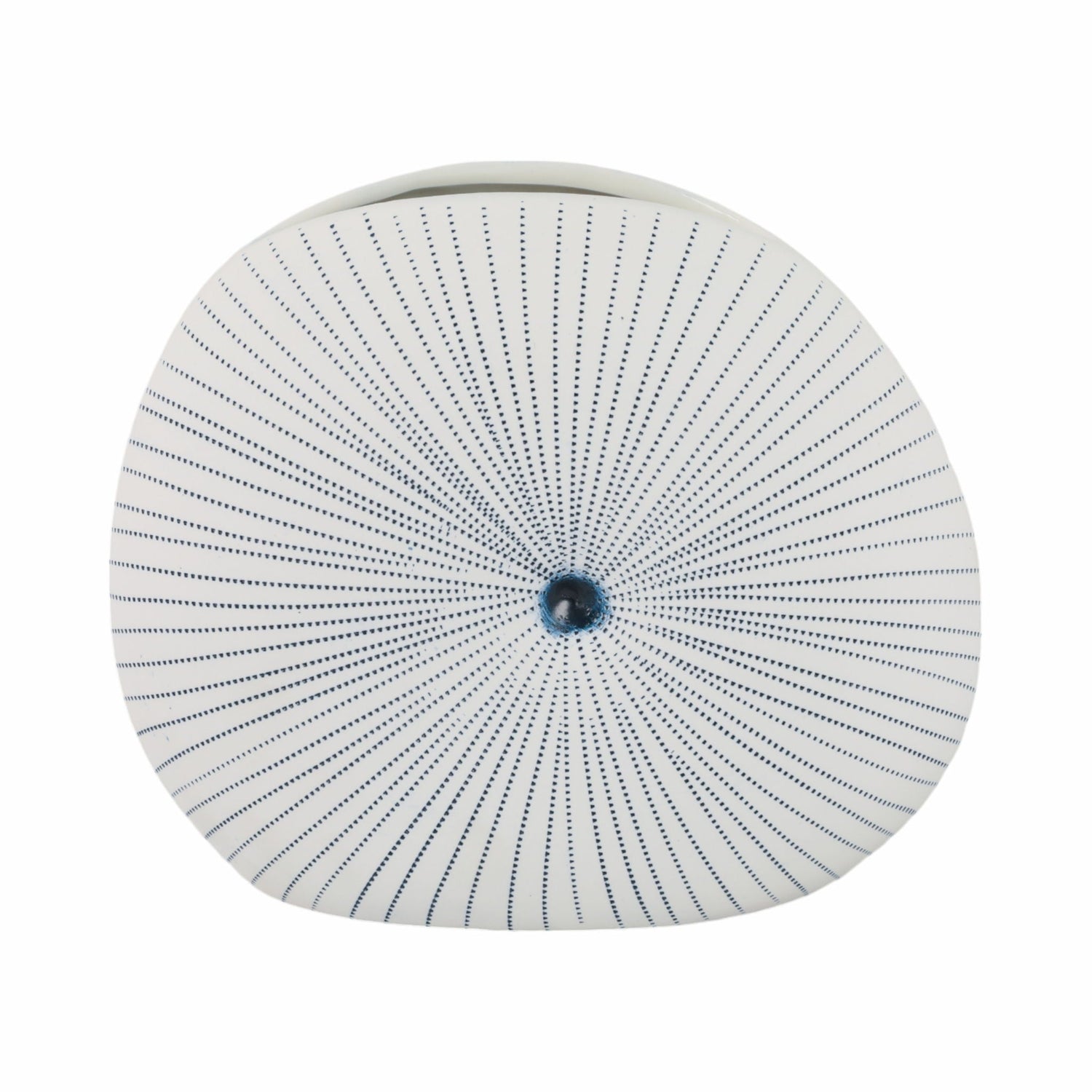 10" x 9" Round Dotted Shell Vase - White / Blue