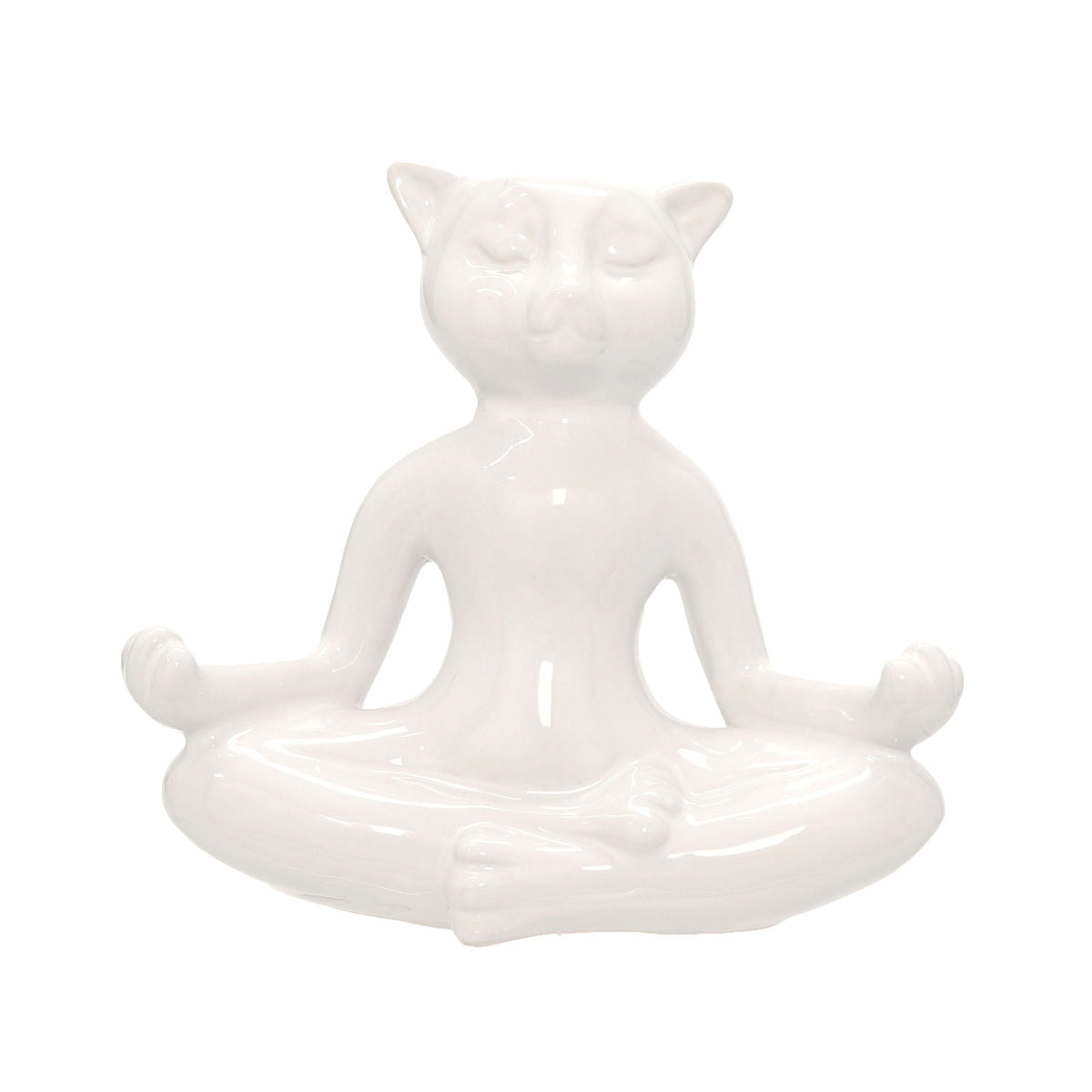 Ceramic Yoga Cat 7" - White