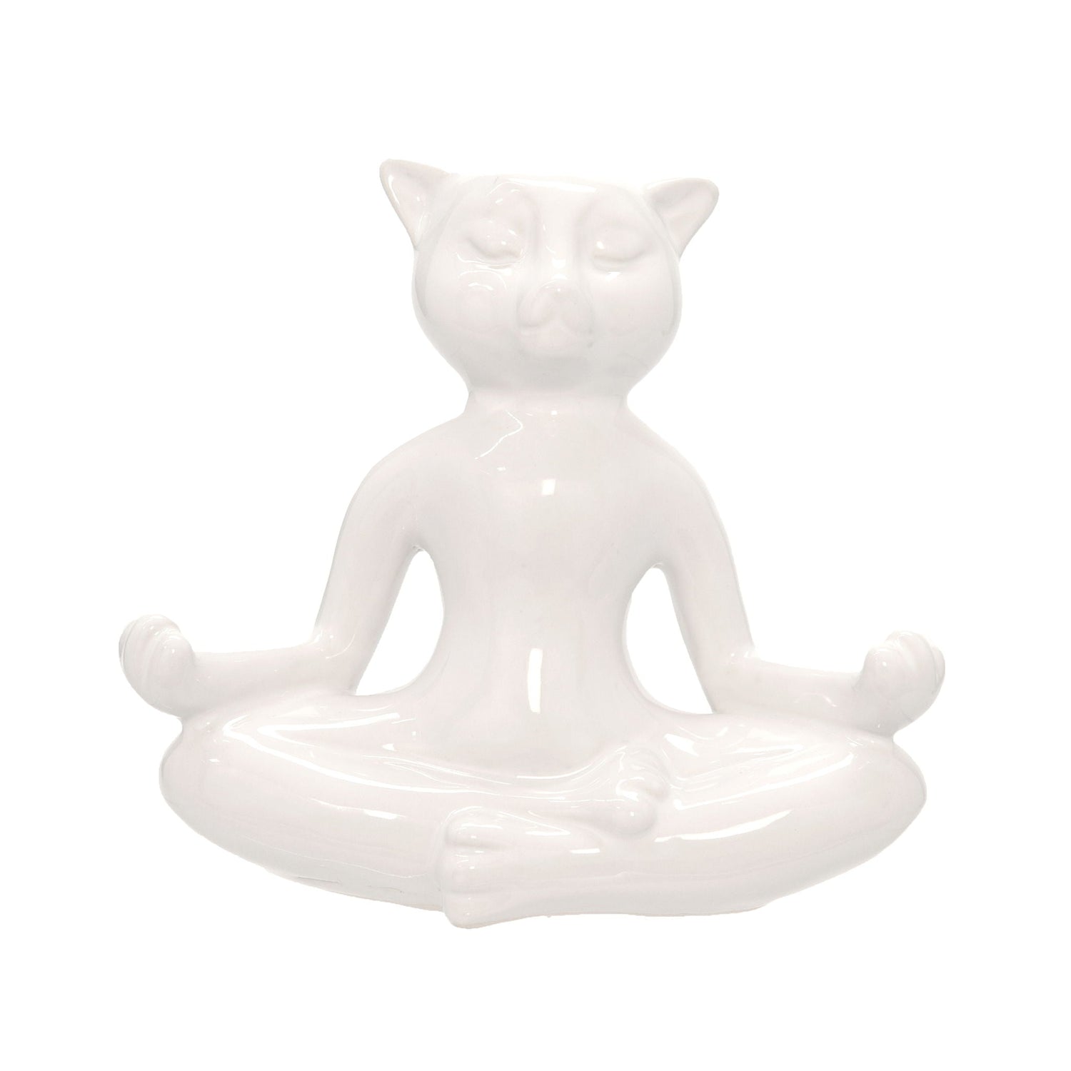 Ceramic Yoga Cat 7" - White