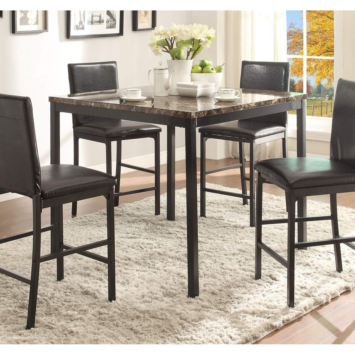 2601-36 Tempe Counter Height Table, Faux Marble Top