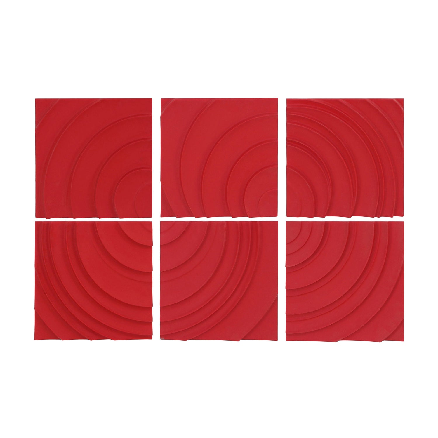 14" x 14" Wood Majesta Plaster Wall Decor (Set of 6) - Red