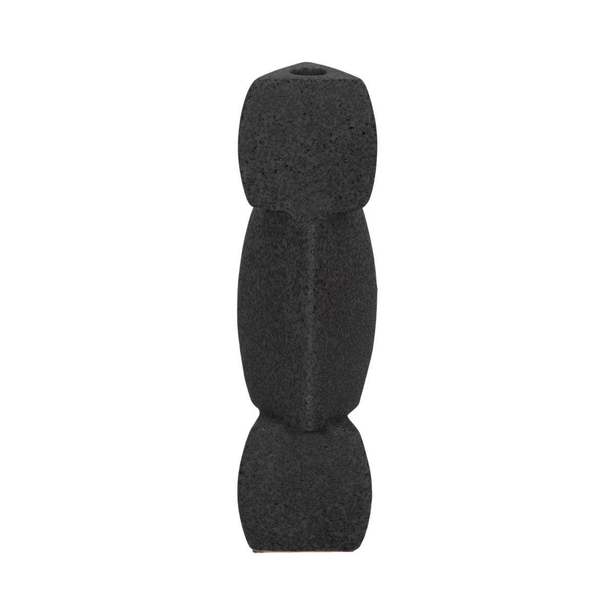 Stacked Objects Taper Holder Sand Glaze - Black