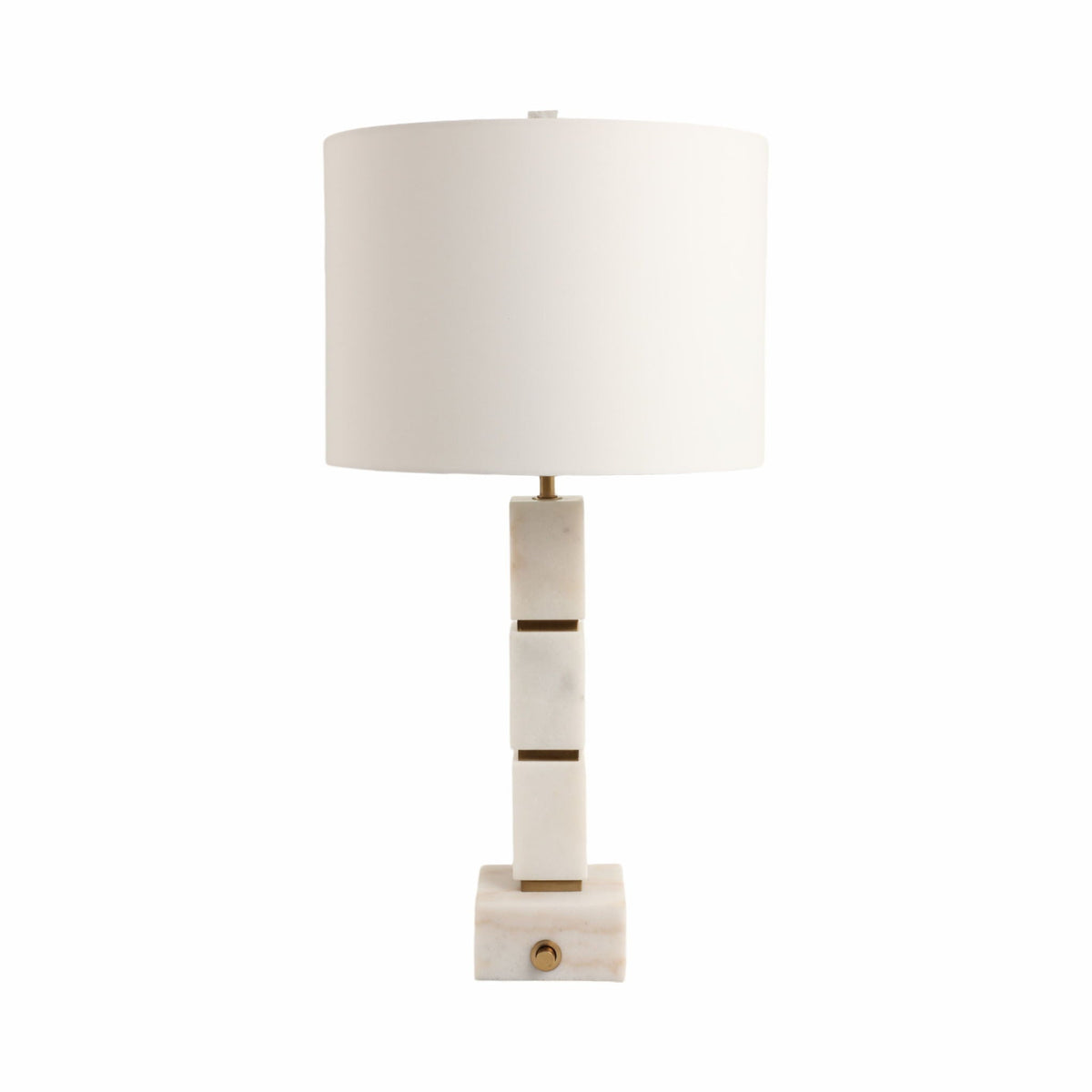 27X14" Stacked Marble Cubes Lamp Base Switch - White
