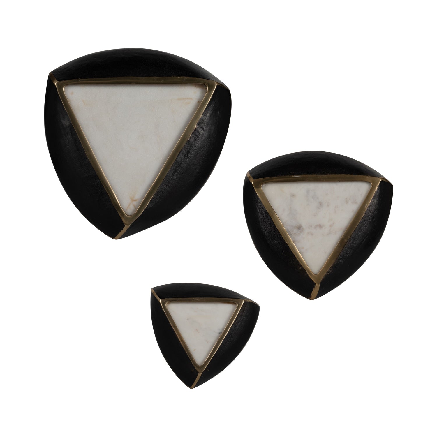 8" / 11" / 14" Dayton Marble Triangle Wall Decor (Set of 3) - Gray