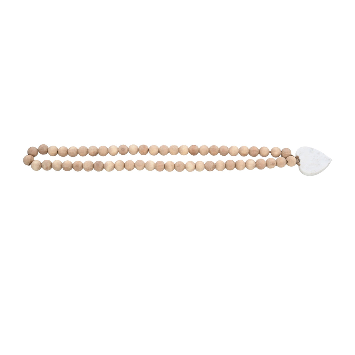 Wood 36" Large Bead Garland With Marble Heart - Natural