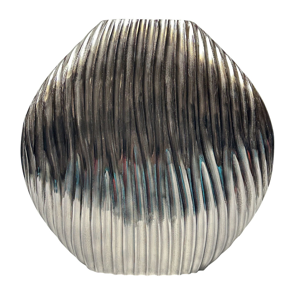 Metal 17" Foril Large Vase - Graphite