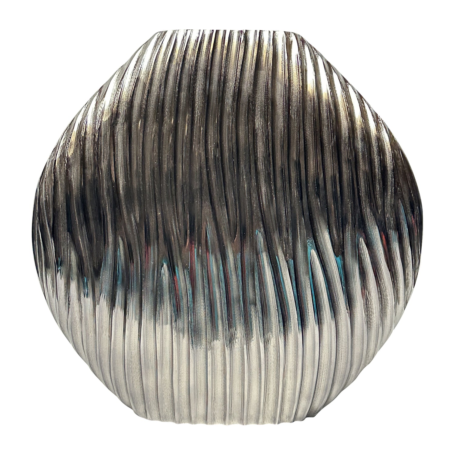 Metal 17" Foril Large Vase - Graphite