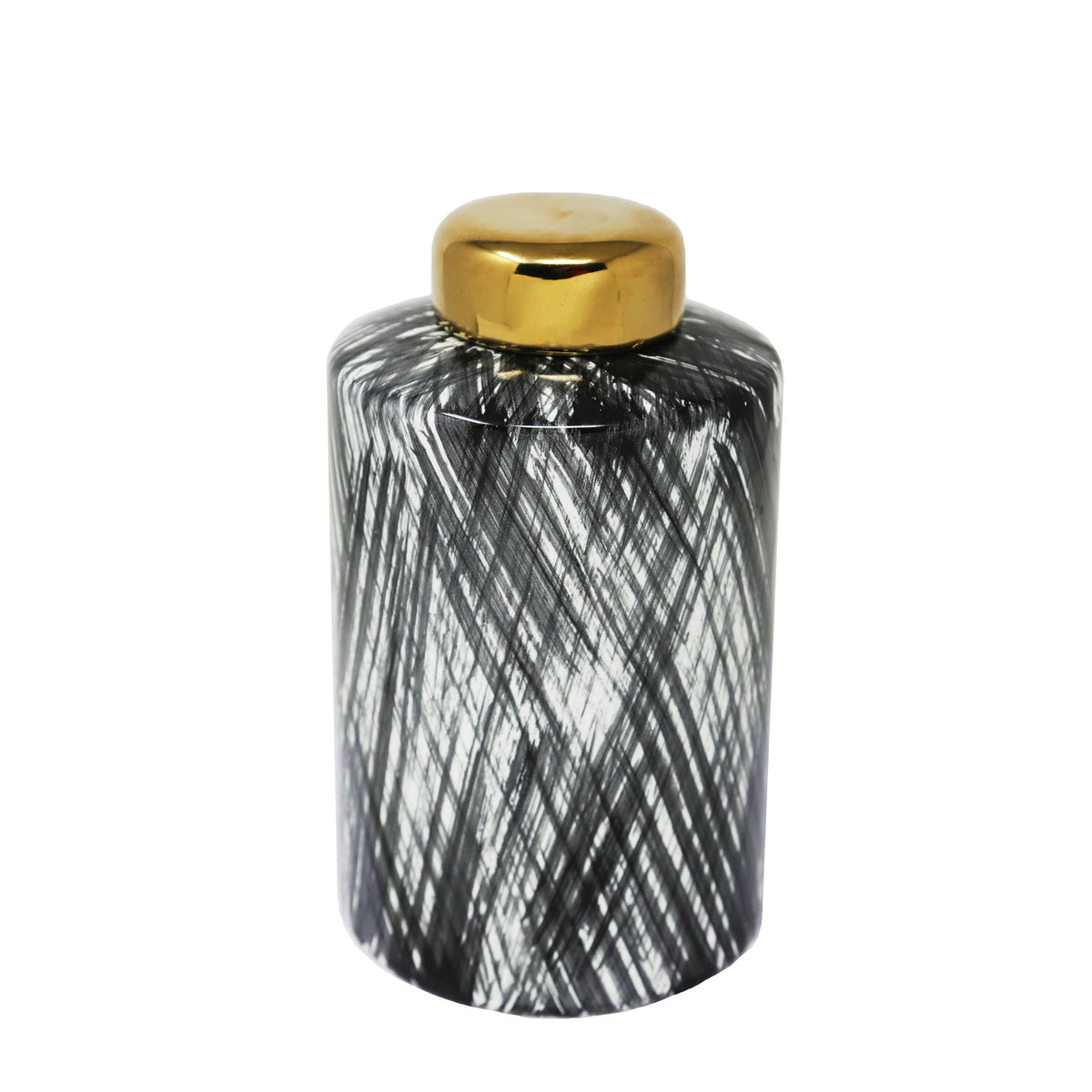 Ceramic 10" Ginger Jar - Black/White