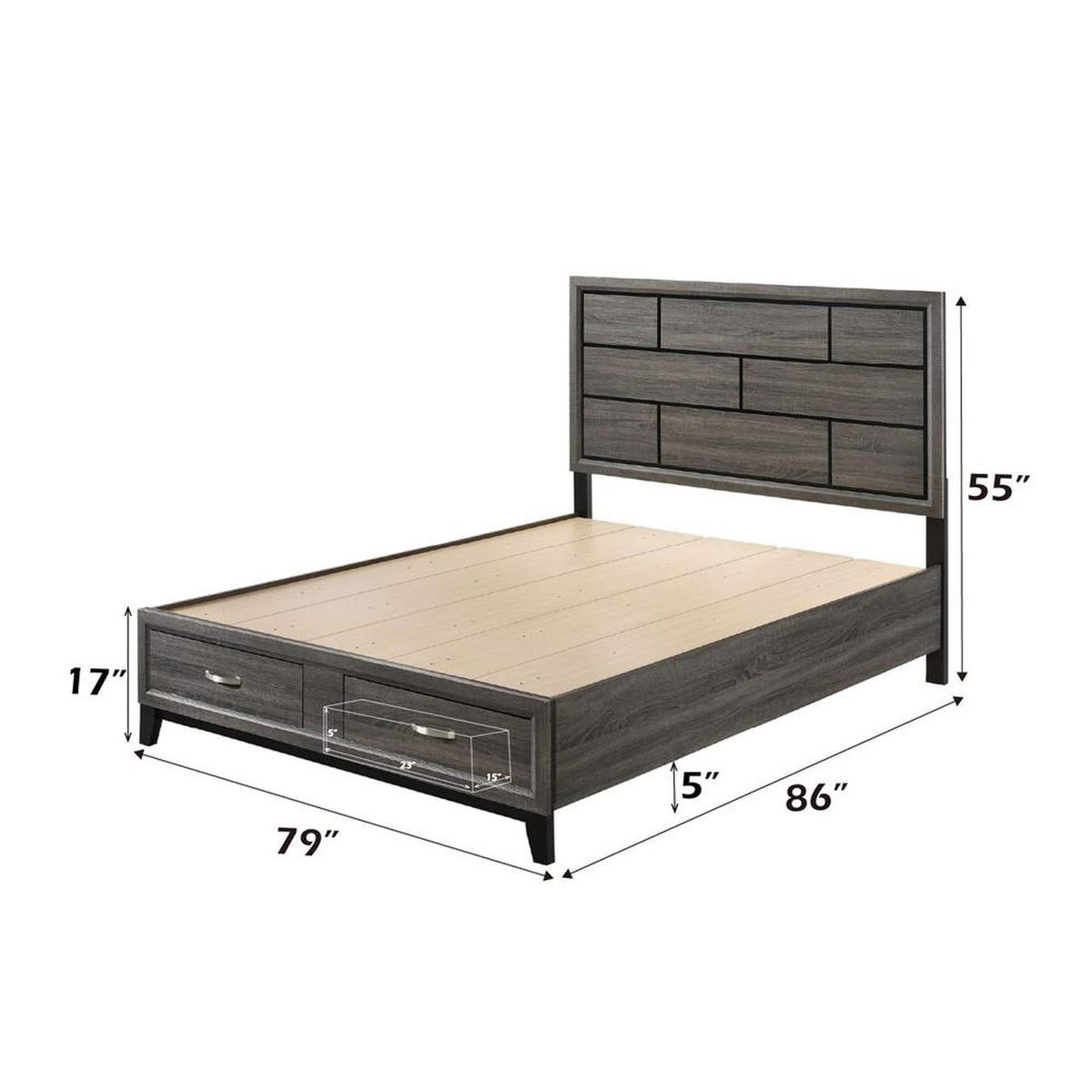 27057EK Valdemar Ek Bed with Storage