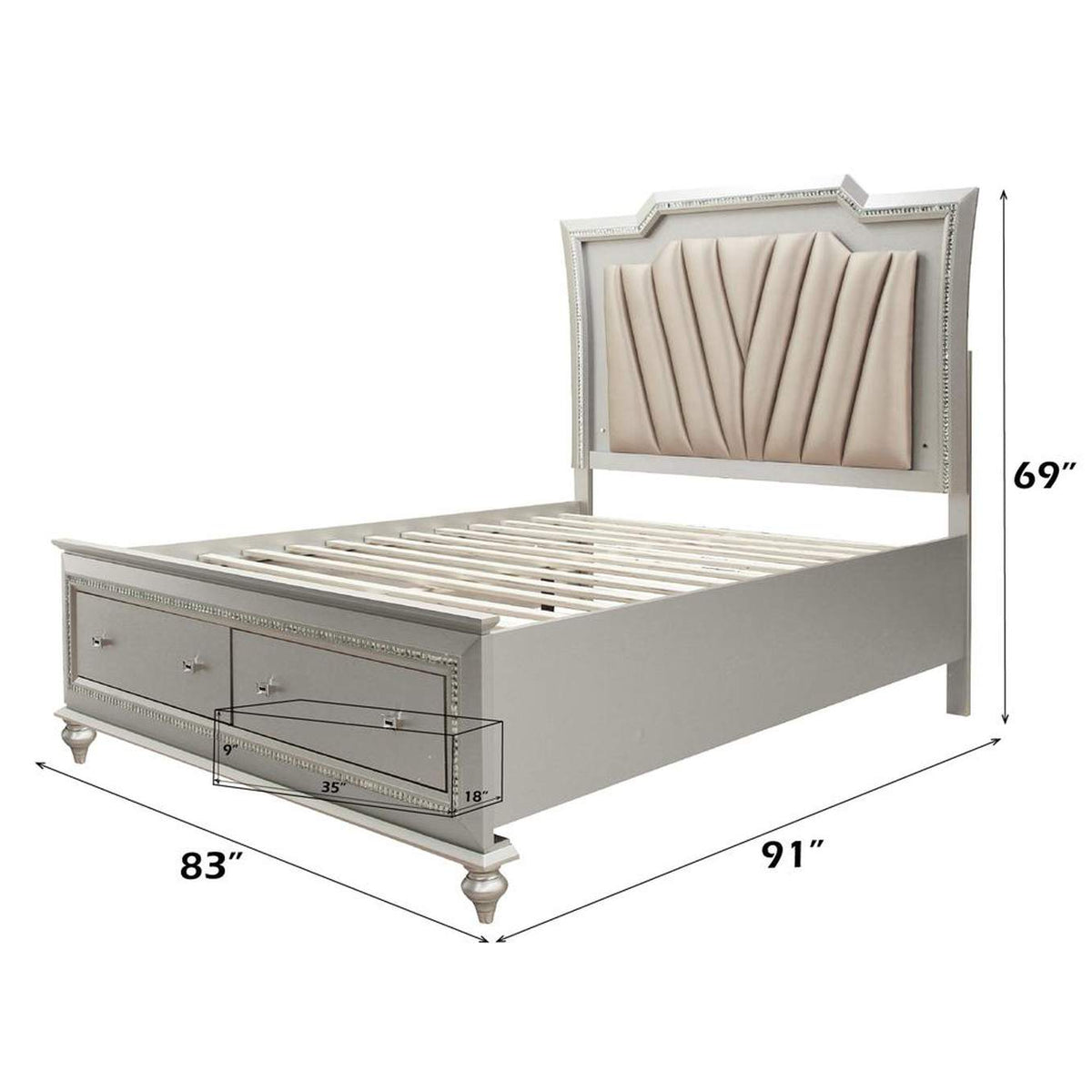 27227EK Kaitlyn Ek Bed with Led and Storage