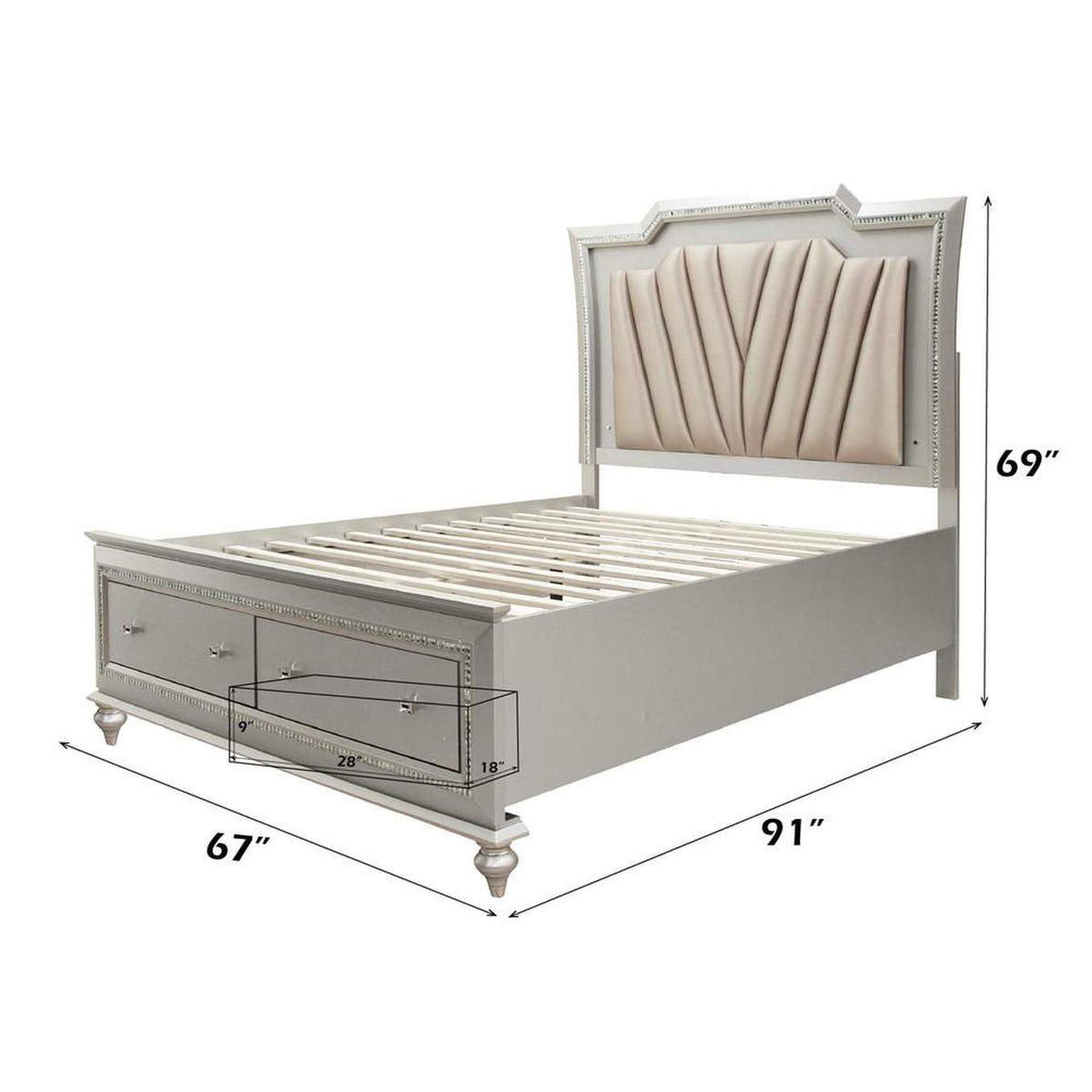 27230Q Kaitlyn Queen Bed with Led and Storage