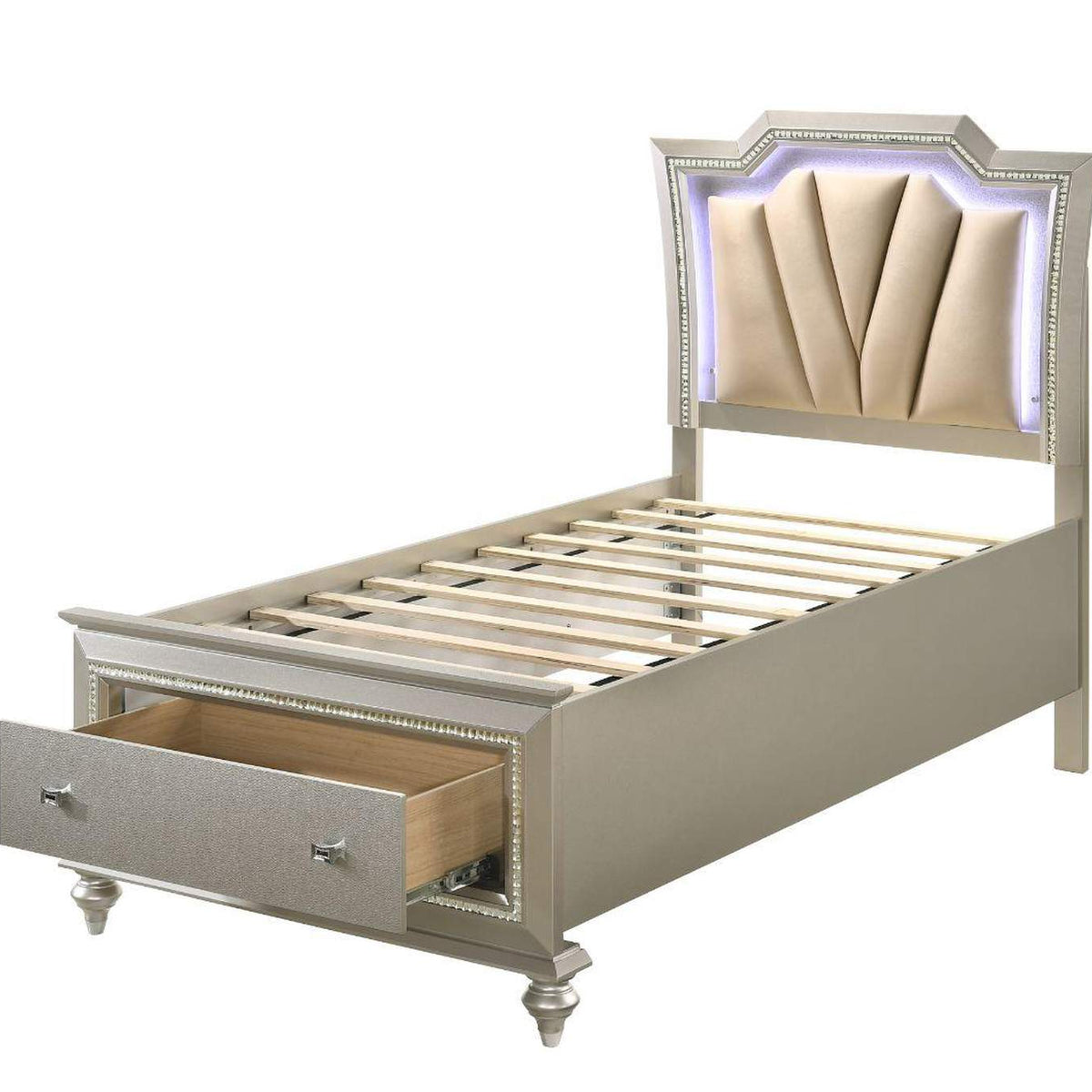 27240T Kaitlyn Twin Bed with Led and Storage