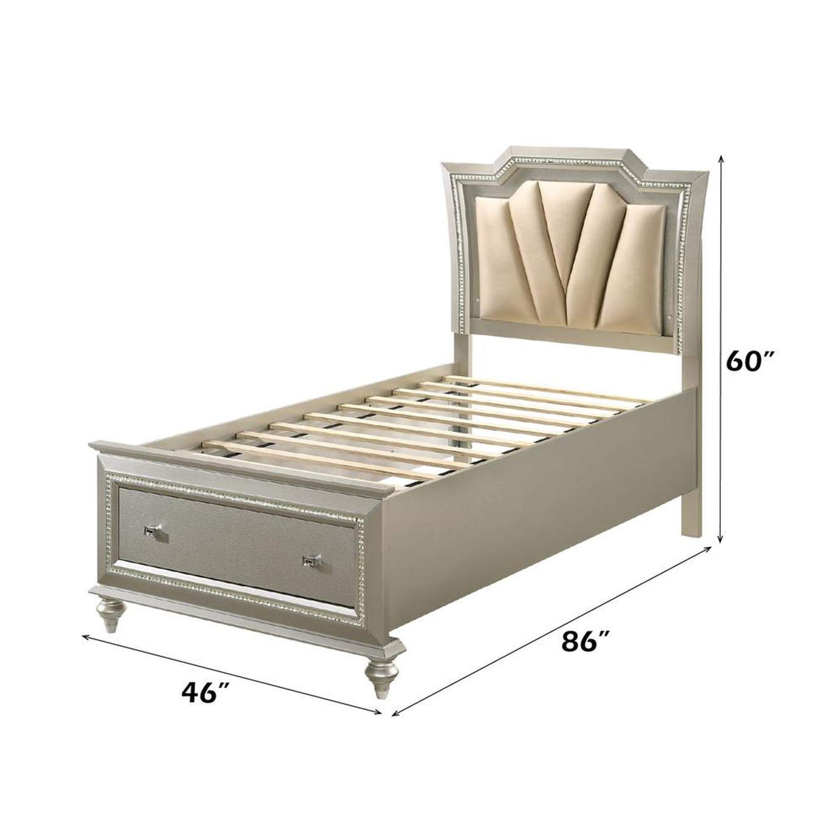 27240T Kaitlyn Twin Bed with Led and Storage