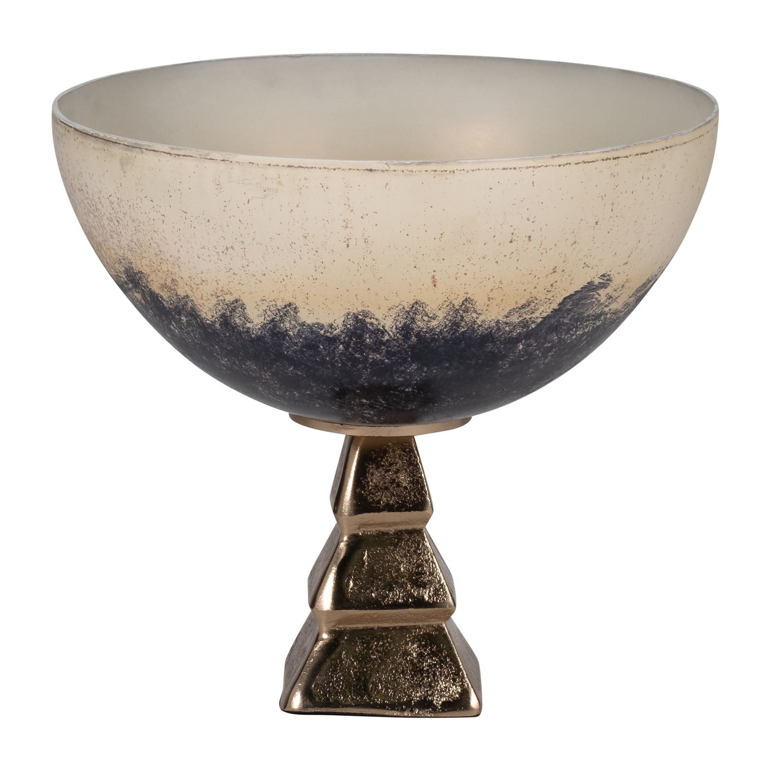 Glass 13" Bowl With Stand - 2-Tone White