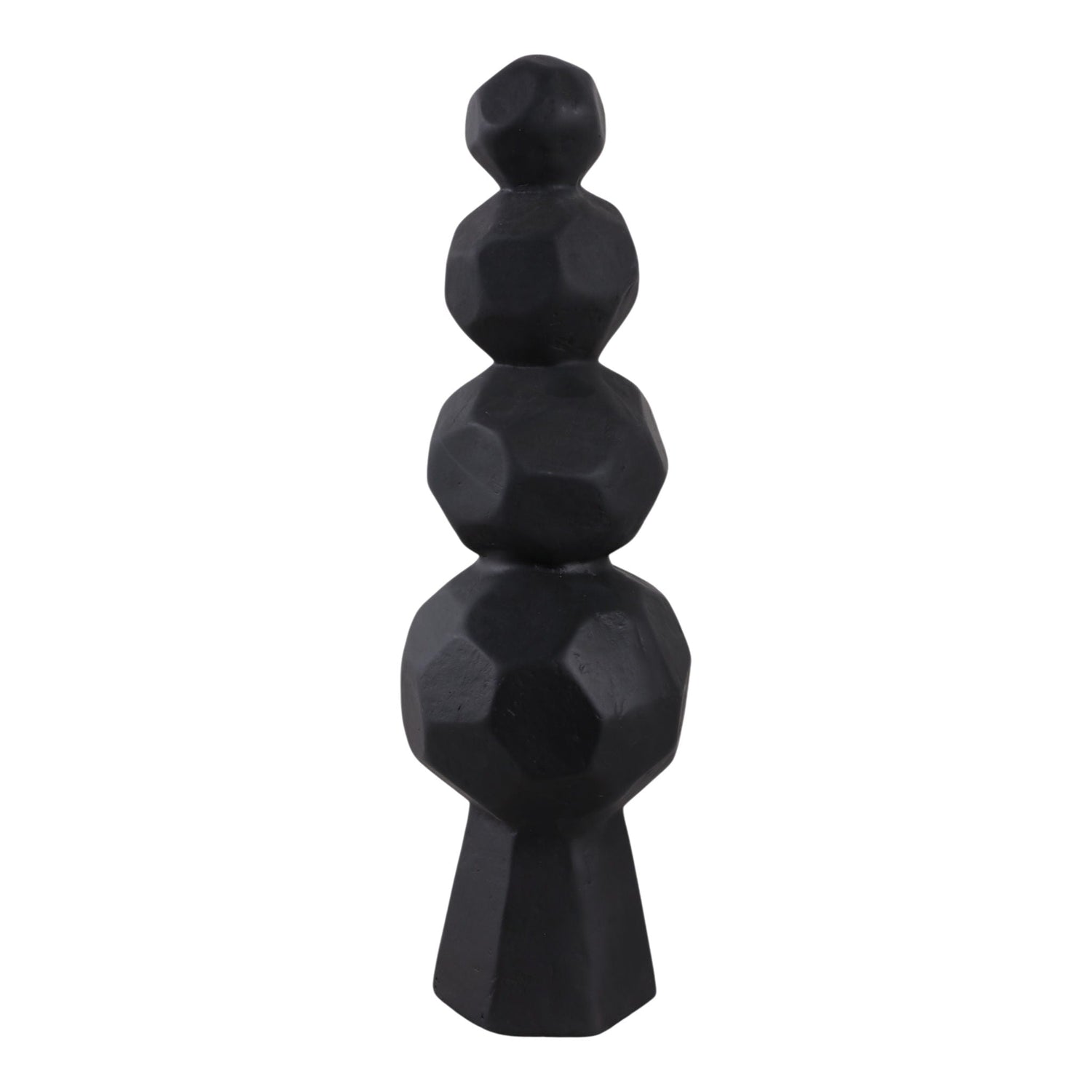 19" x 6" Faceted Rocks Paper Mache Sculpture - Black