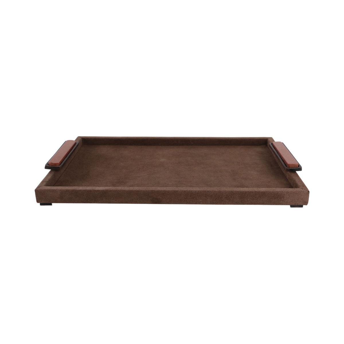 Delrio Suede And Gemstone Hardware Tray - Dark Brown