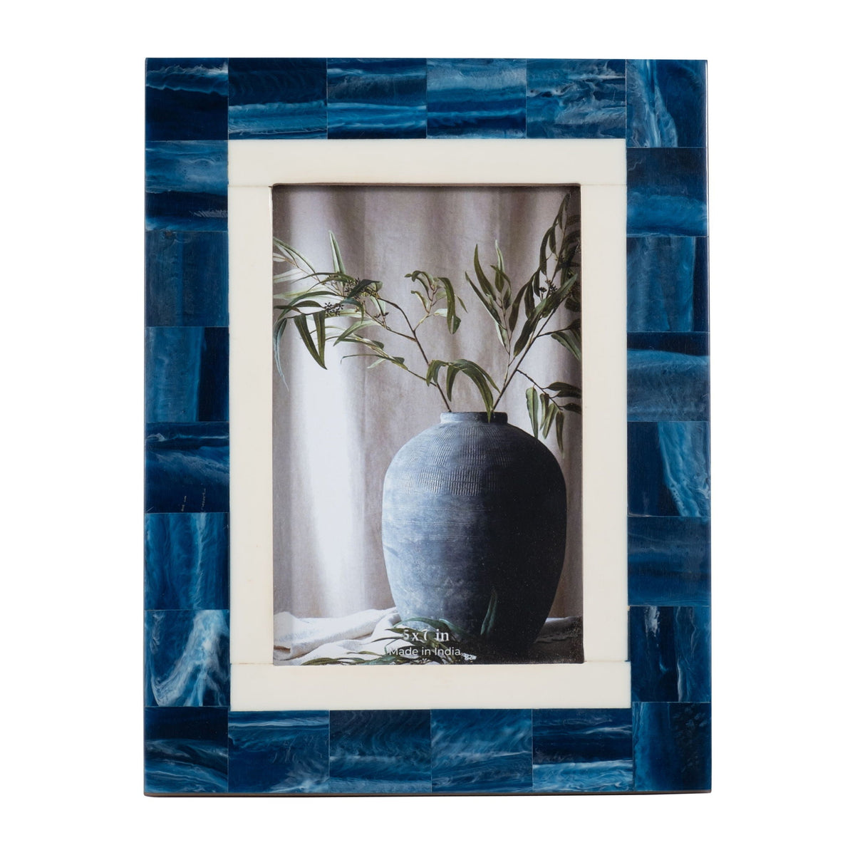 Resin 5X7 Navy & White Border Photo Frame