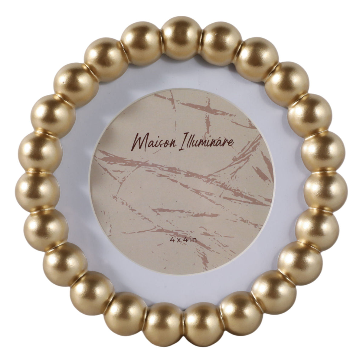 6 x 6 Matted To 4 x 4 Beaded Photo Frame - Gold
