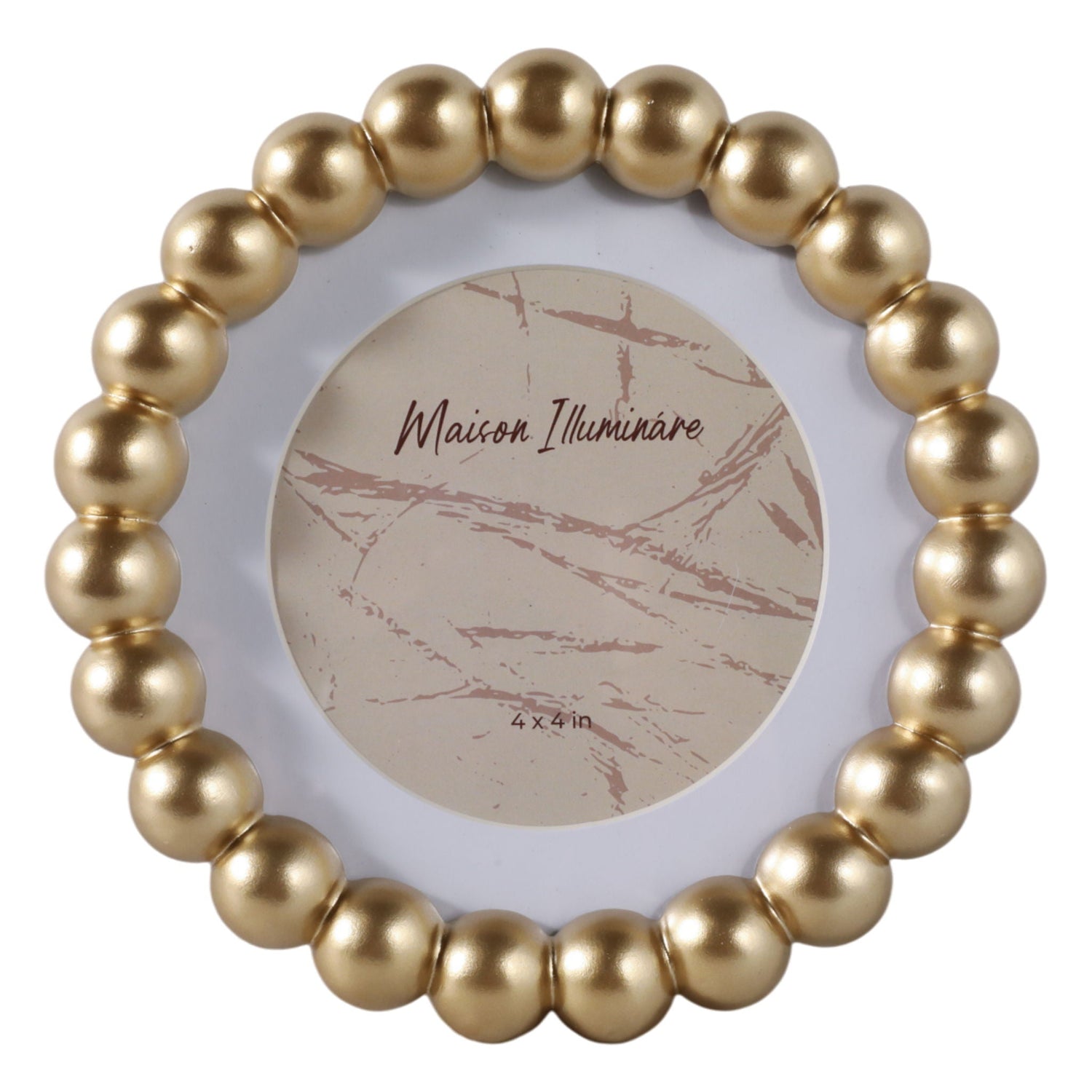 6 x 6 Matted To 4 x 4 Beaded Photo Frame - Gold