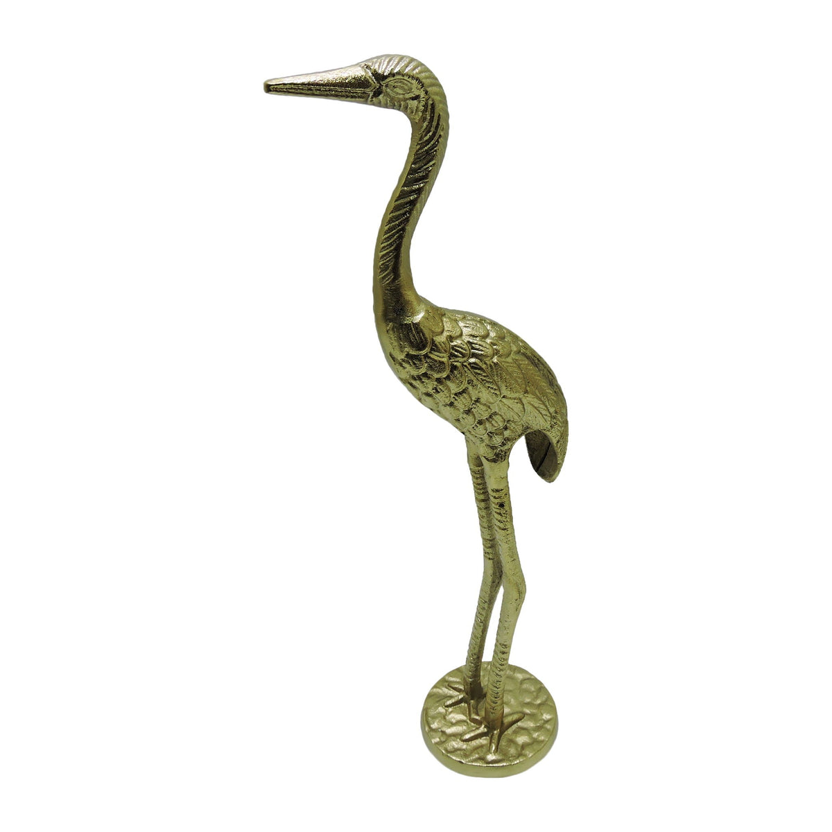 Metal 16" Standing Crane - Gold